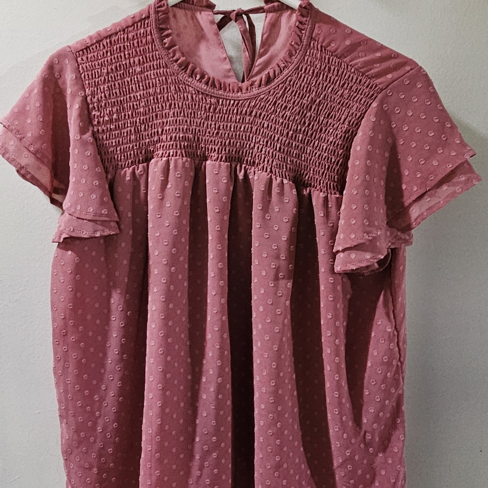 Pink Smocked Women's Top